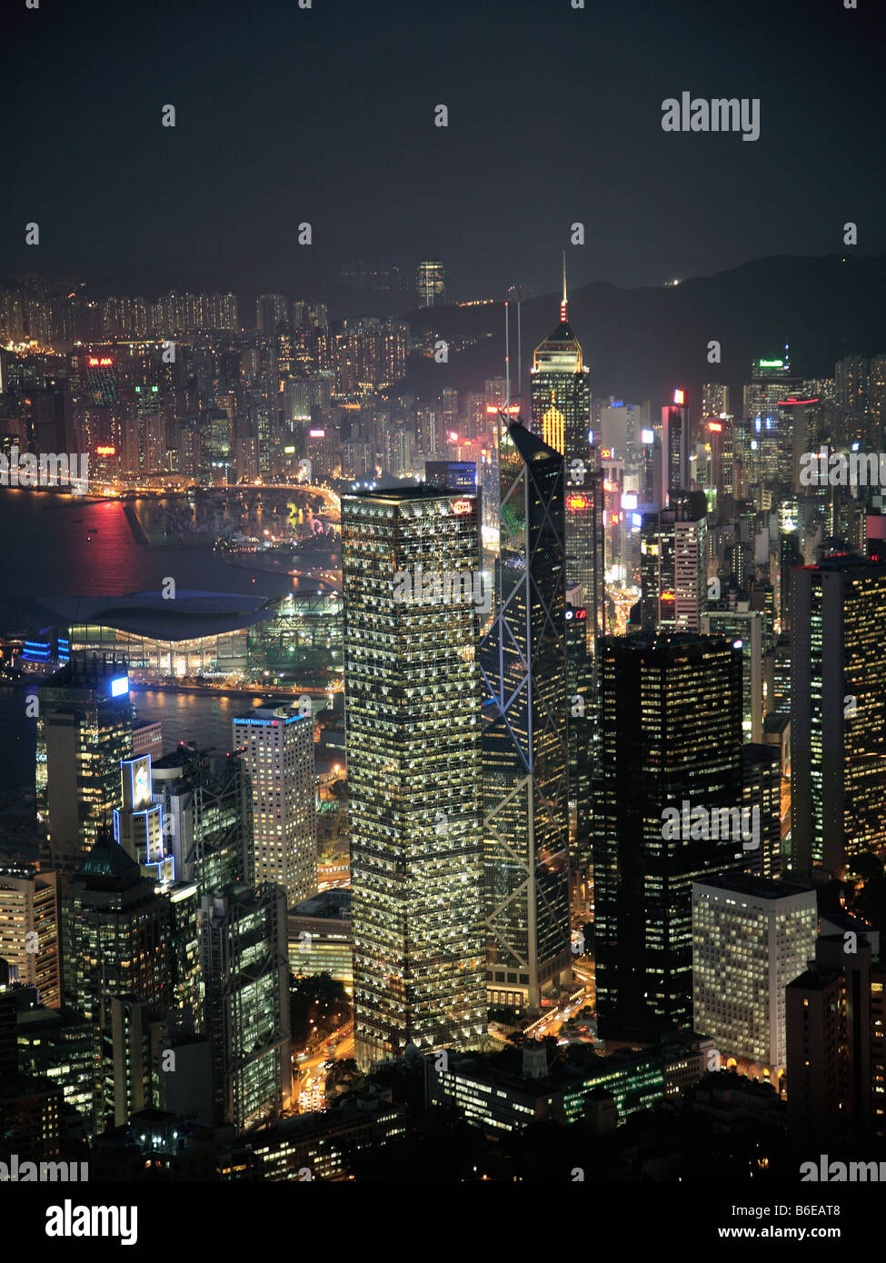 China Hong Kong Central District skyline at night Stock Photo - Alamy