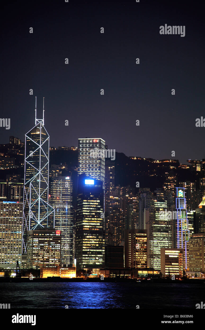 China Hong Kong Central District skyline at night Stock Photo - Alamy