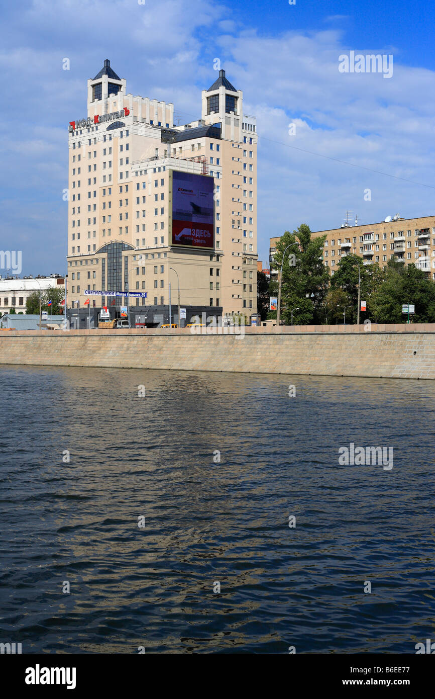 House on embankment of Moskva river, Moscow, Russia Stock Photo