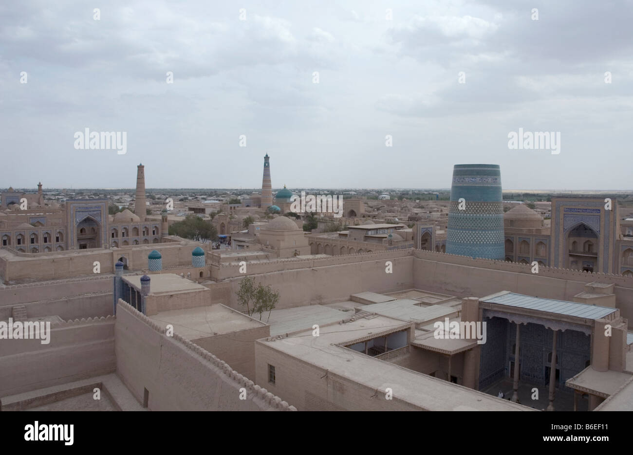 View over the Old town of Itchan Kala in Khiva, Uzbekistan Stock Photo