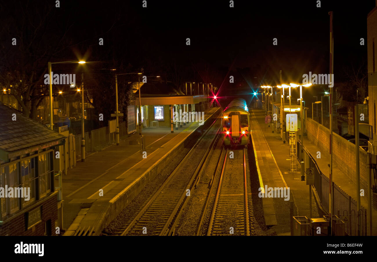 Reigate Railway Station At Night Stock Photo