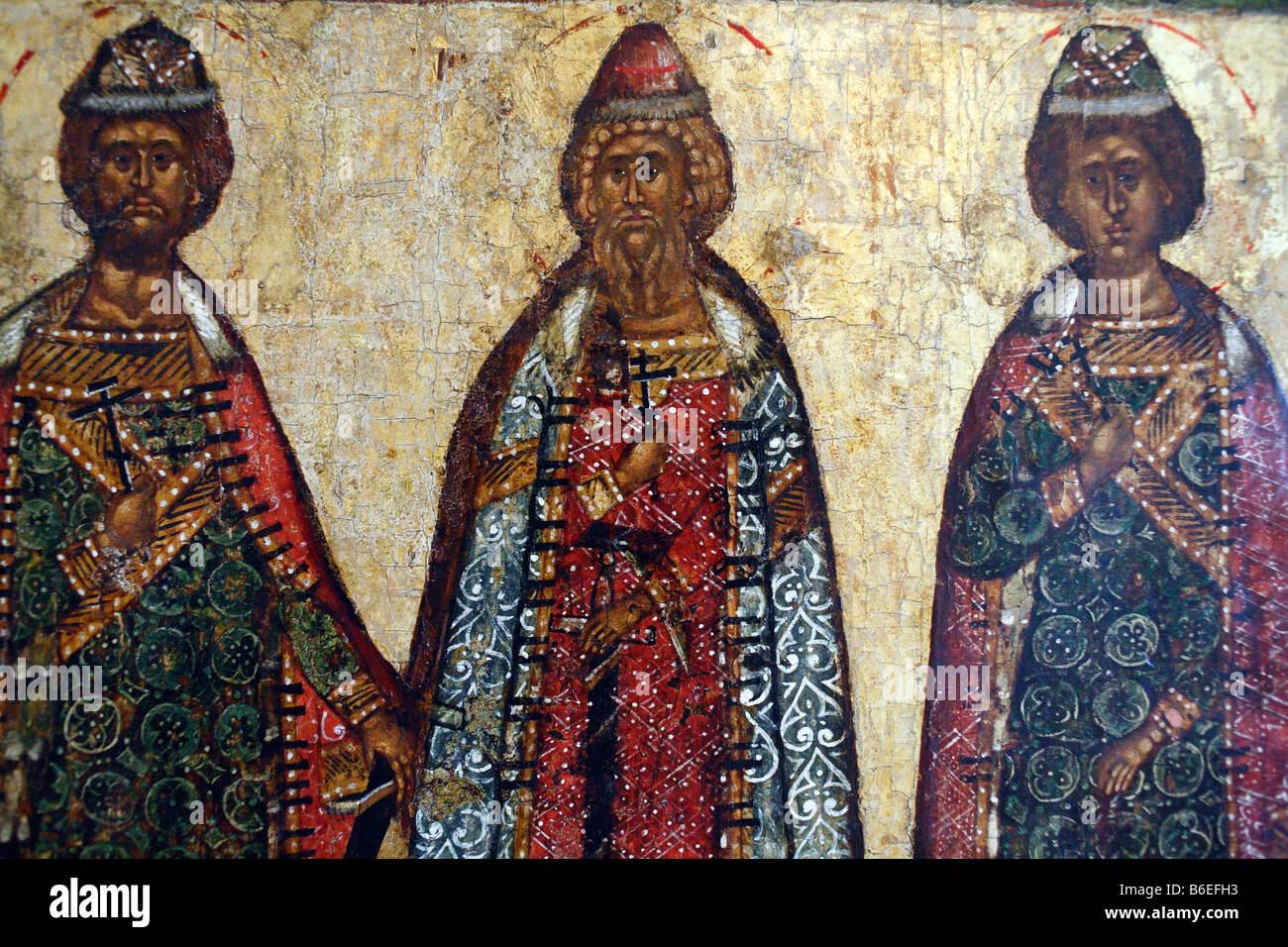 Russian Icon, religious art, saint, city museum Pskov, Russia Stock Photo