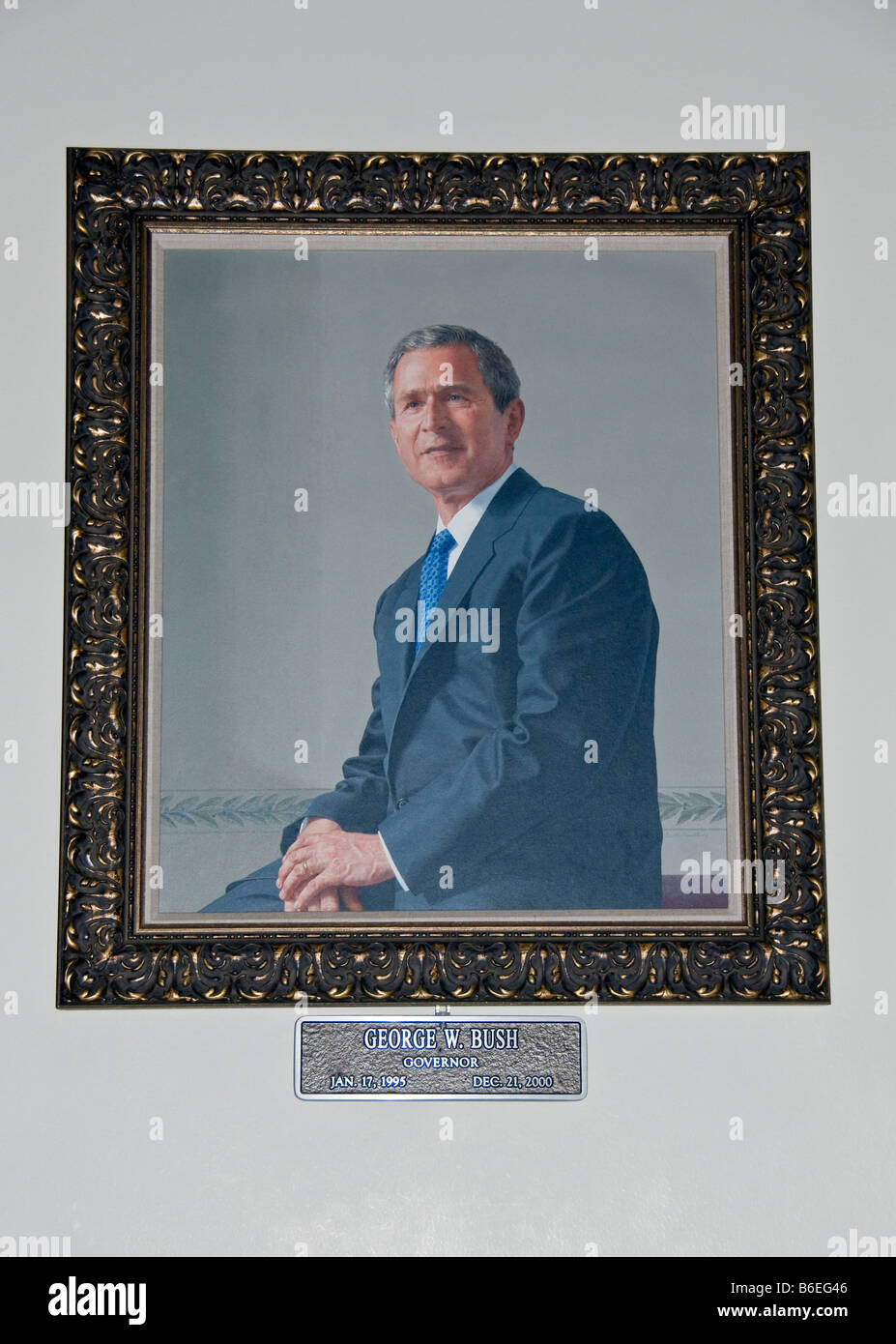 Texas Governor George W. Bush portrait in State Capitol rotunda in Austin Stock Photo