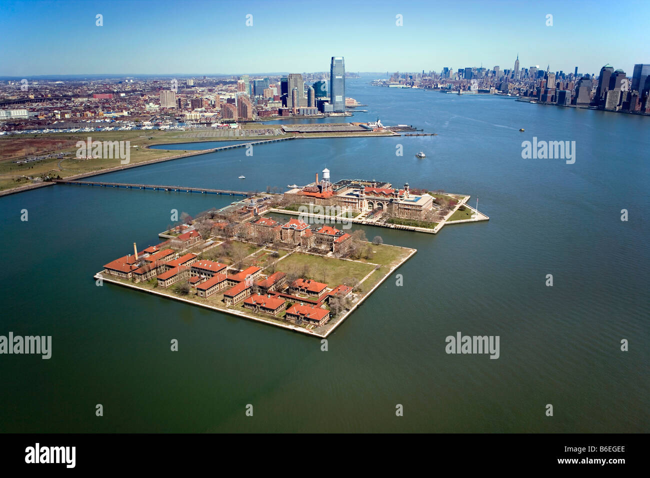 USA, New Jersey, Aerial of Ellis Island 
