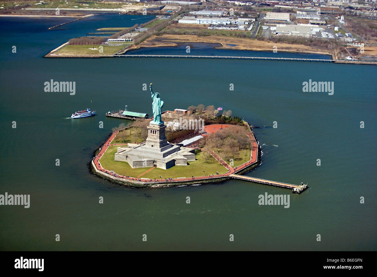 USA, New Jersey, Statue of Liberty on Liberty Island. Aerial Stock
