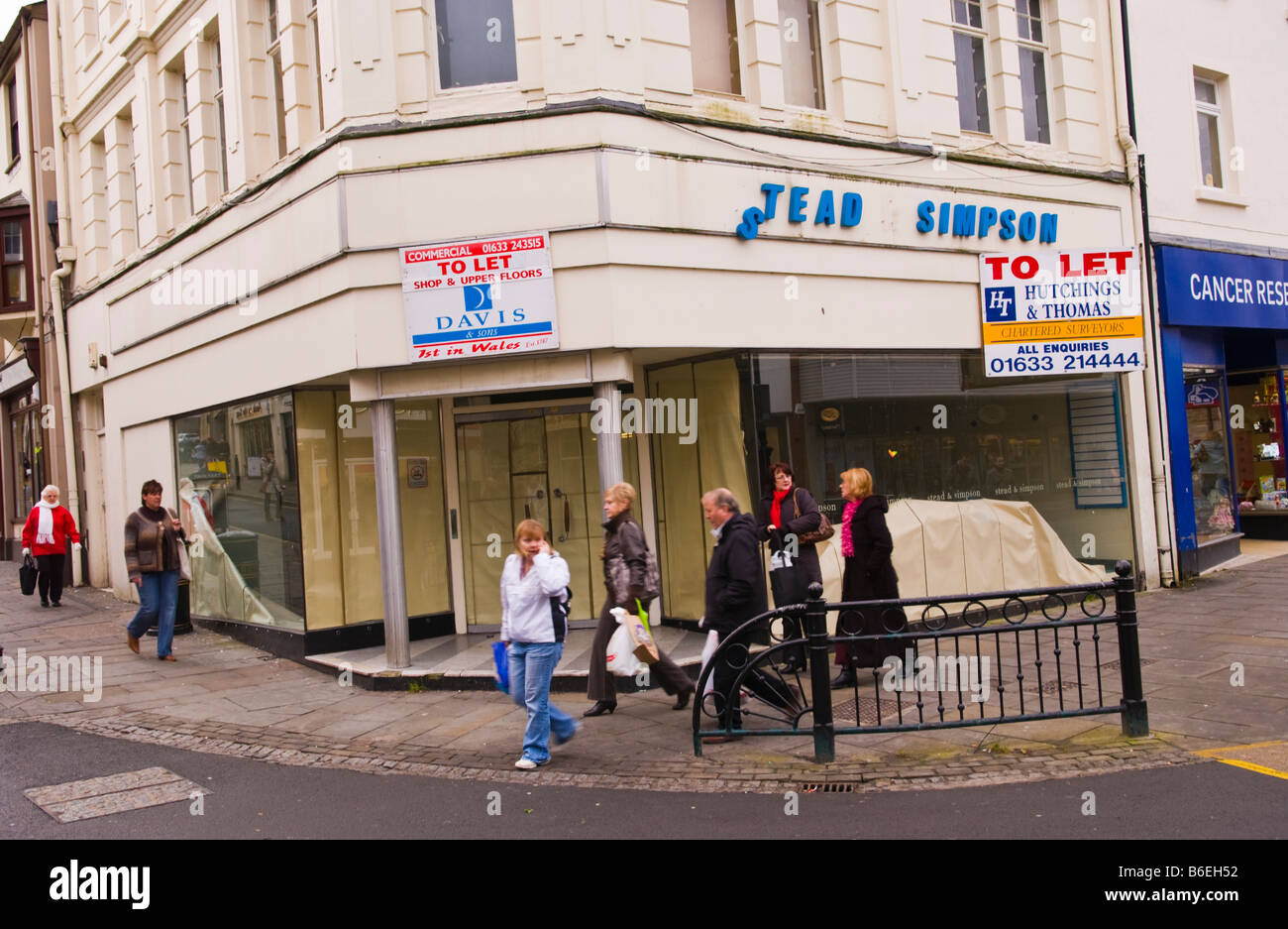 Closed Stead and Simpson shoe shop closed shop TO LET on main street of