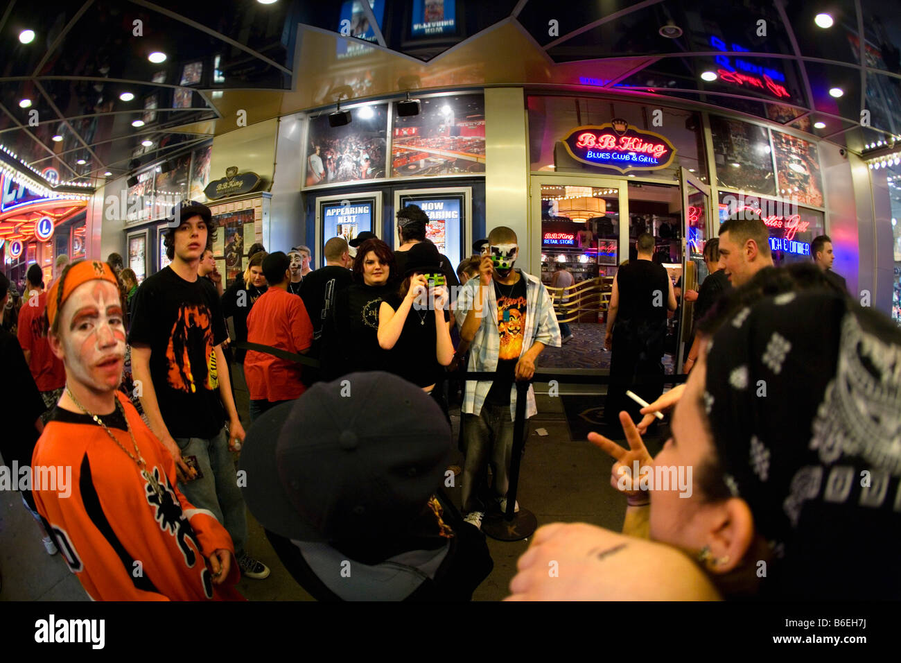 USA, New York, Manhattan, Young people at Illuminated Times Square Stock Photo
