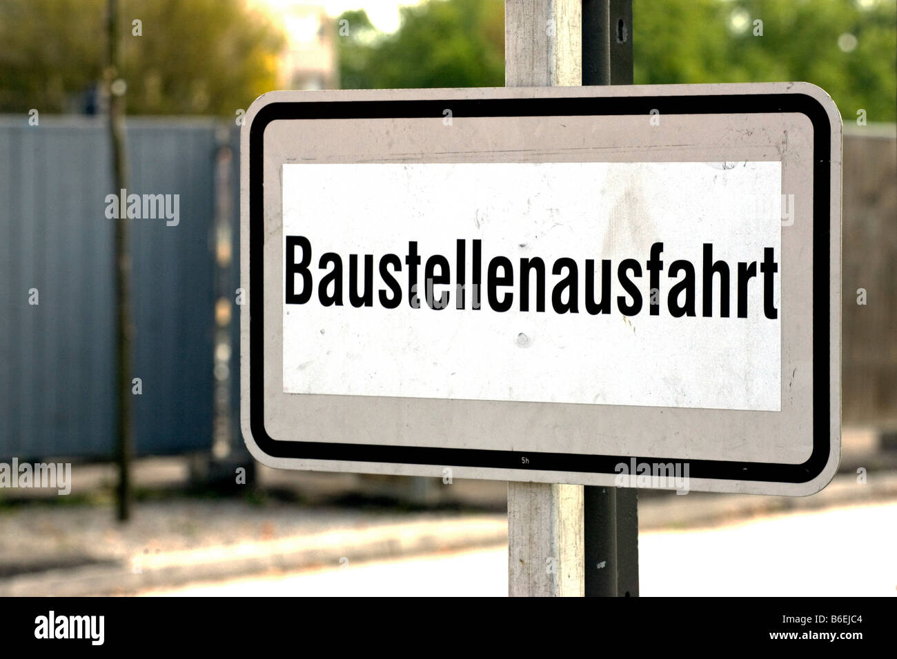 Sign for a construction site exit Stock Photo Alamy