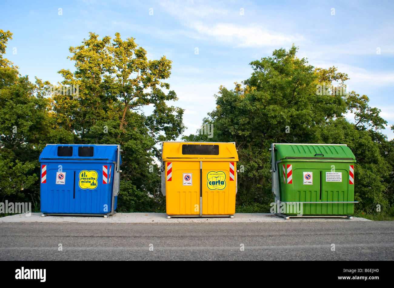 Colored garbage bins for recycling material Italy Stock Photo Alamy