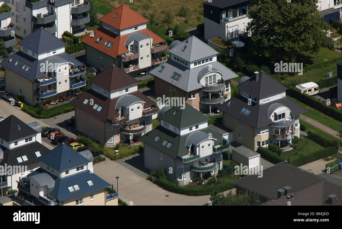 Aerial view of Stadtkrone Ost, Stockholmer Allee, housing estate, single-family houses, terraced house, Dortmund, North Rhine-W Stock Photo