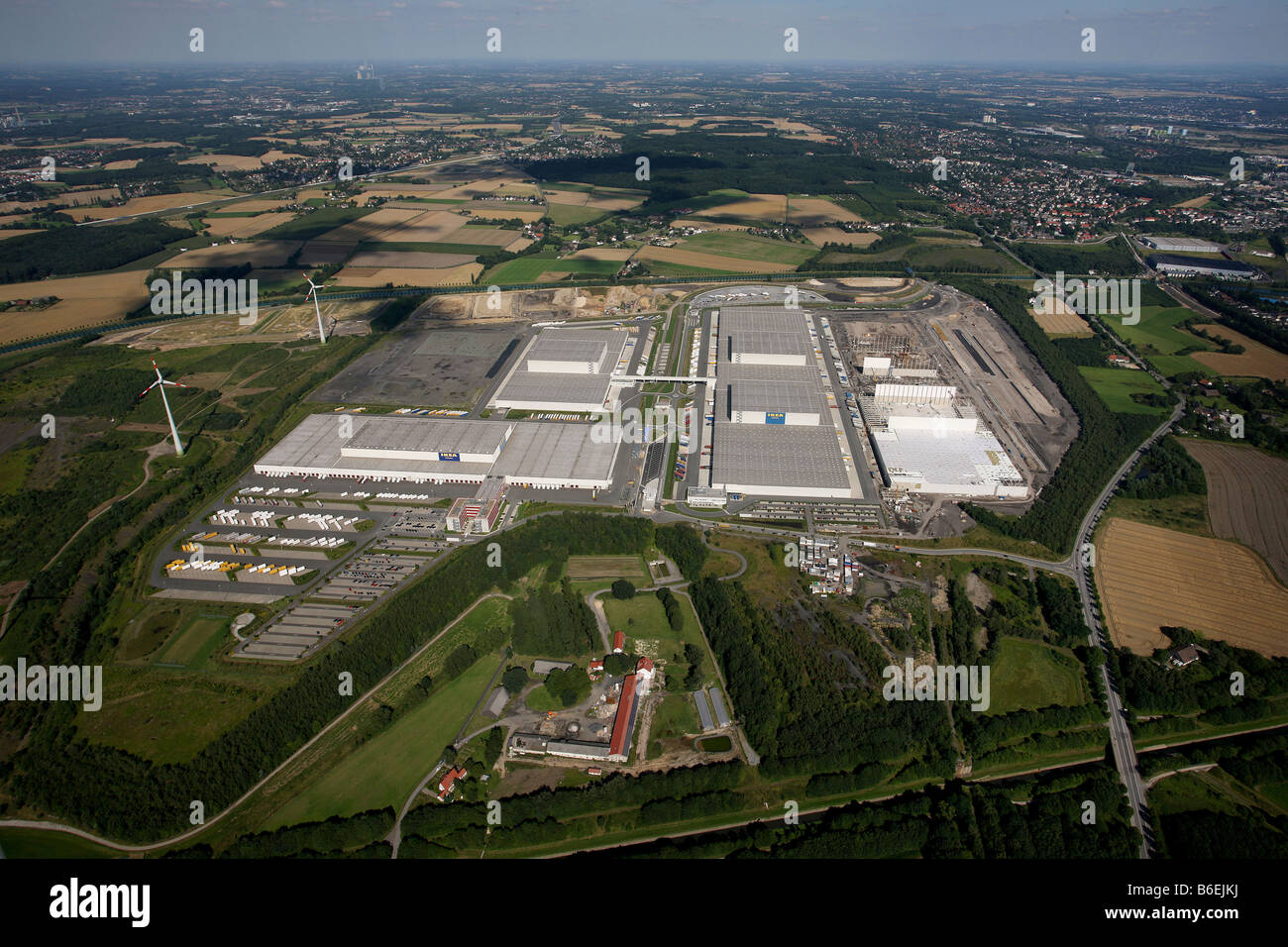 Aerial view of IKEA Logistic Centre Europe, Dortmund Ellinghausen, North Rhine-Westphalia, Germany, Europe Stock Photo