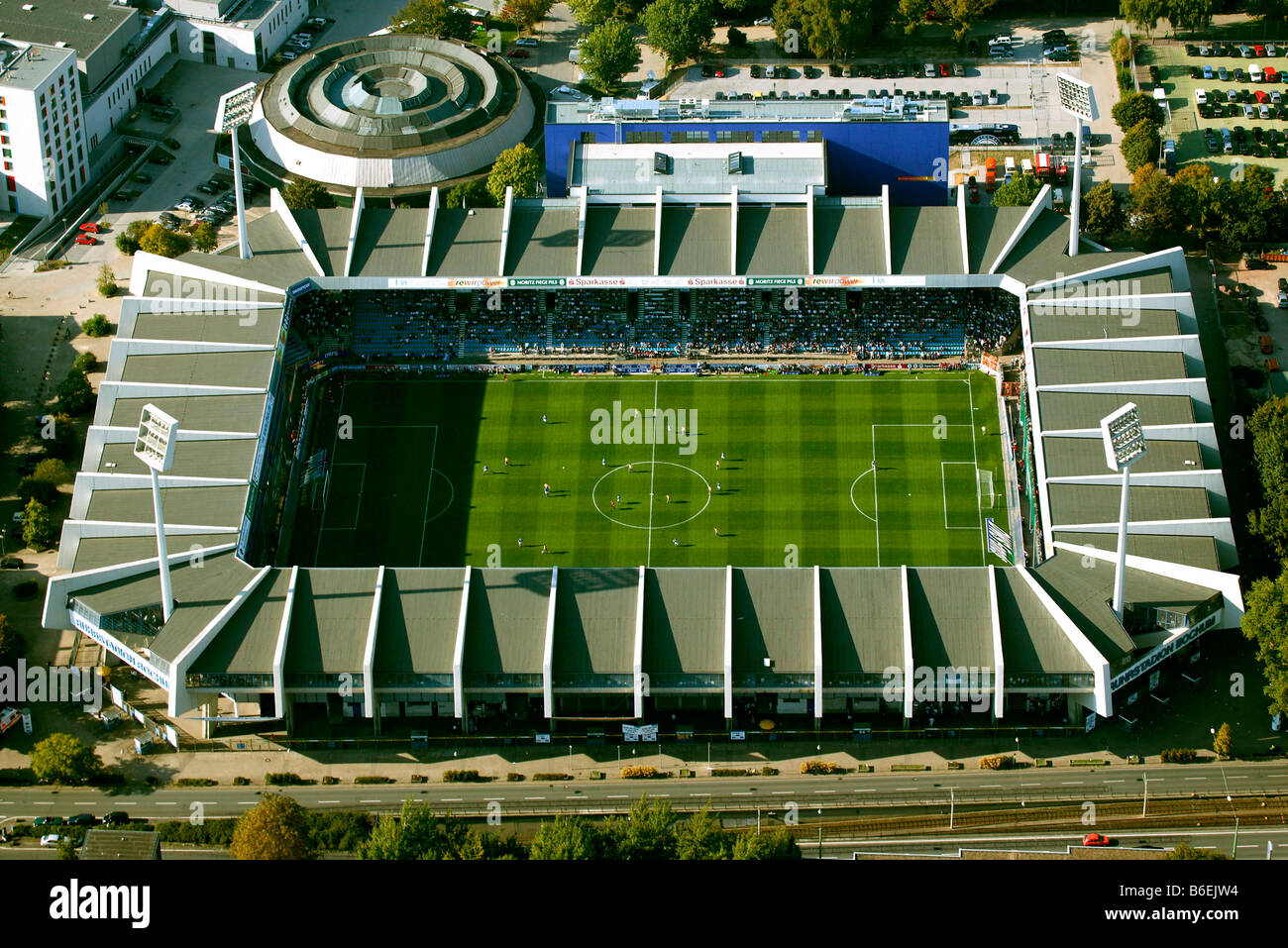 Aerial photograph, Ruhr Stadium and extension, Bochum, Ruhr Area, North Rhine-Westphalia, Germany, Europe Stock Photo
