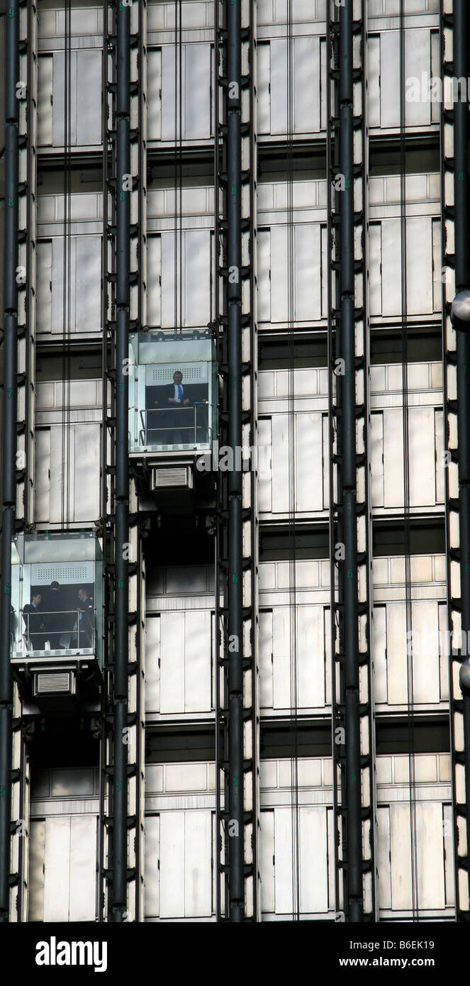 External lifts/elevators on the Lloyds of London Building, City of London. Stock Photo