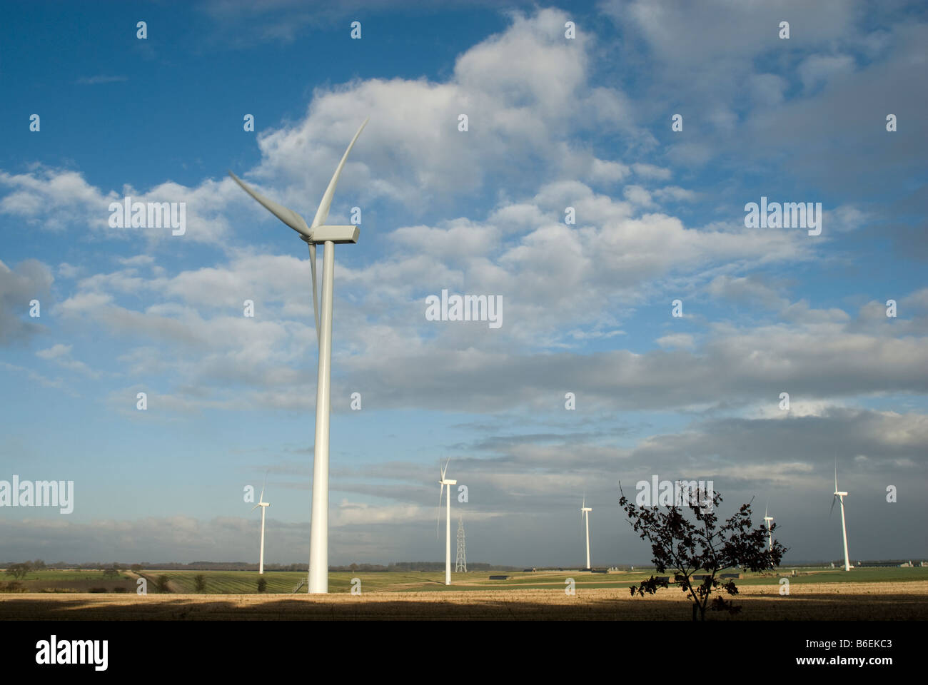 Wind turbines in operation at the North Pickenham Windfarm near