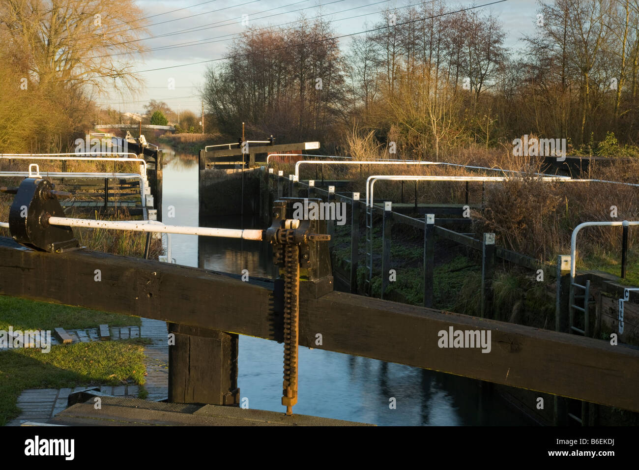 Monkey Marsh Lock on the Kennet and Avon Canal at Thatcham Berkshire Uk Stock Photo