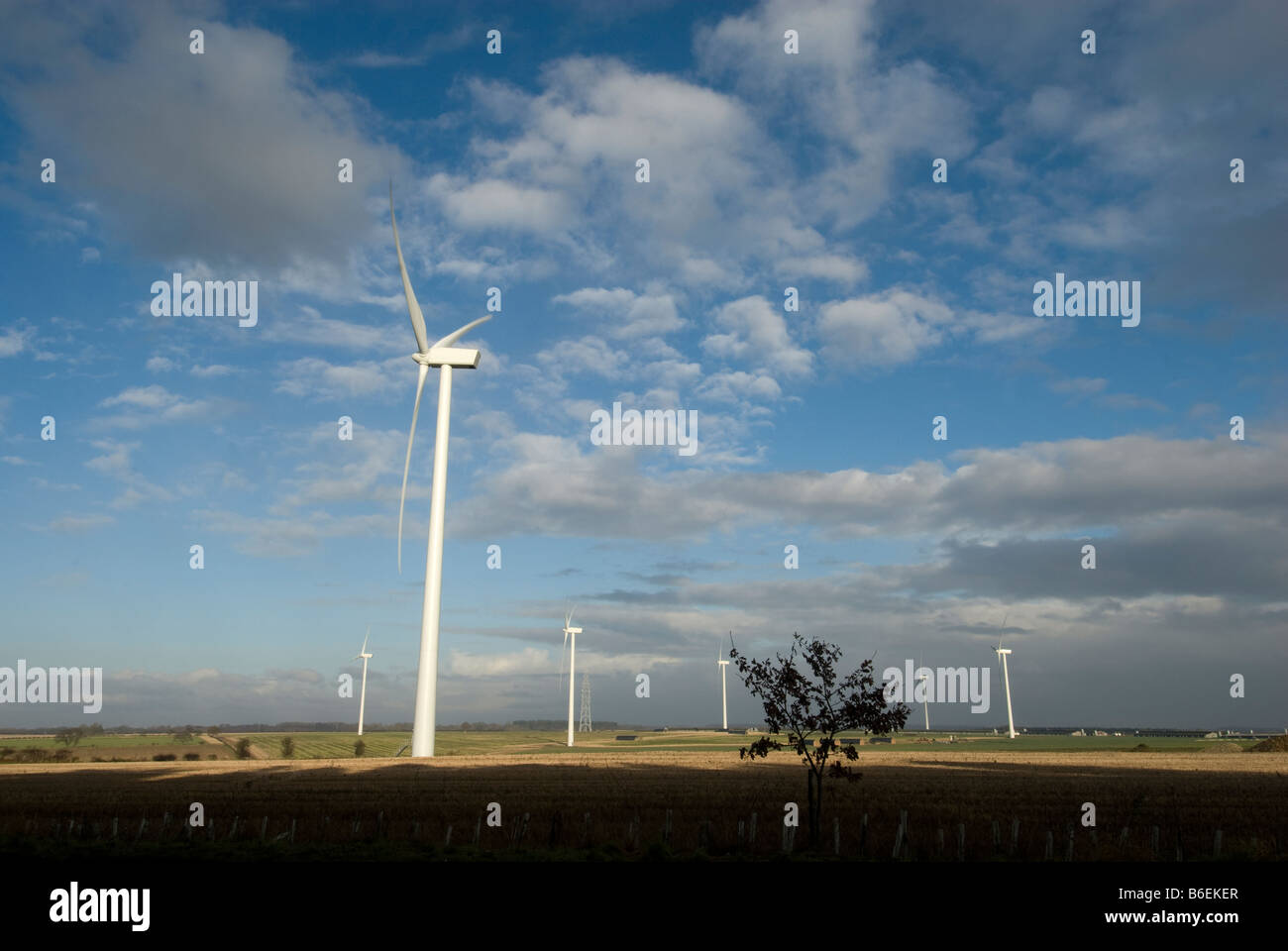 Wind turbines in operation at the North Pickenham Windfarm near
