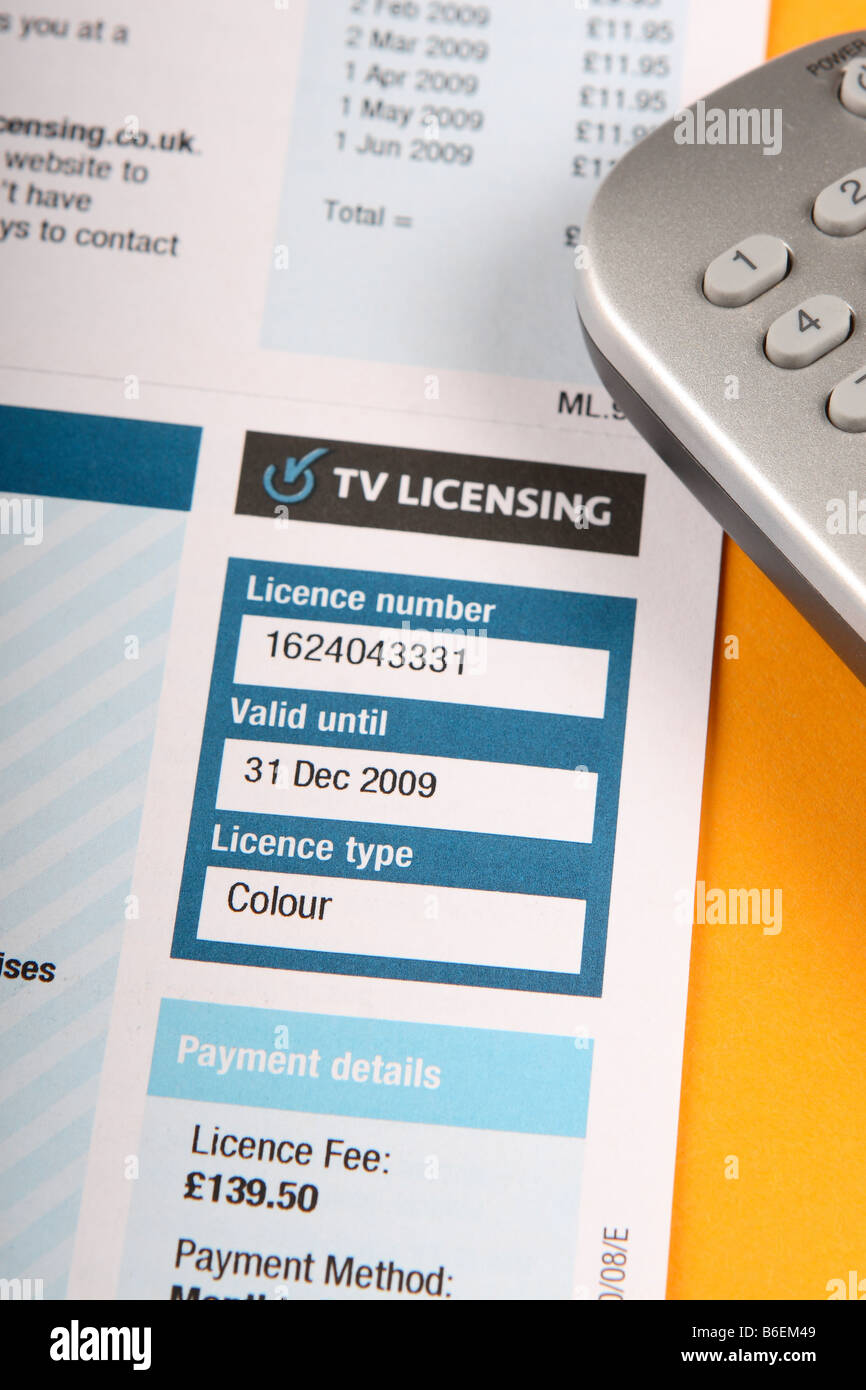 British UK TV Licence licencing document Stock Photo Alamy