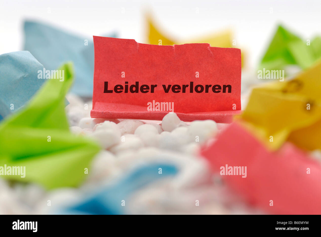 Lottery ticket with the message, Leider verloren, Unfortunately lost Stock Photo