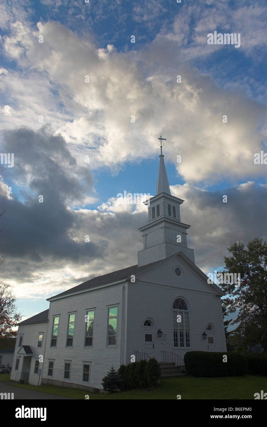Dramatic clouds above the Church of Craftsbury Common, Vermont, United