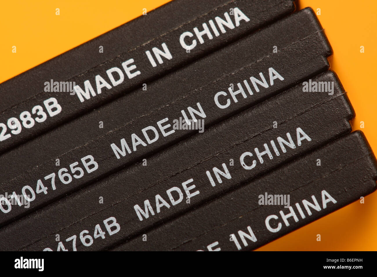 Made in China export import product labeling on Compact flash digital memory storage card devices Stock Photo