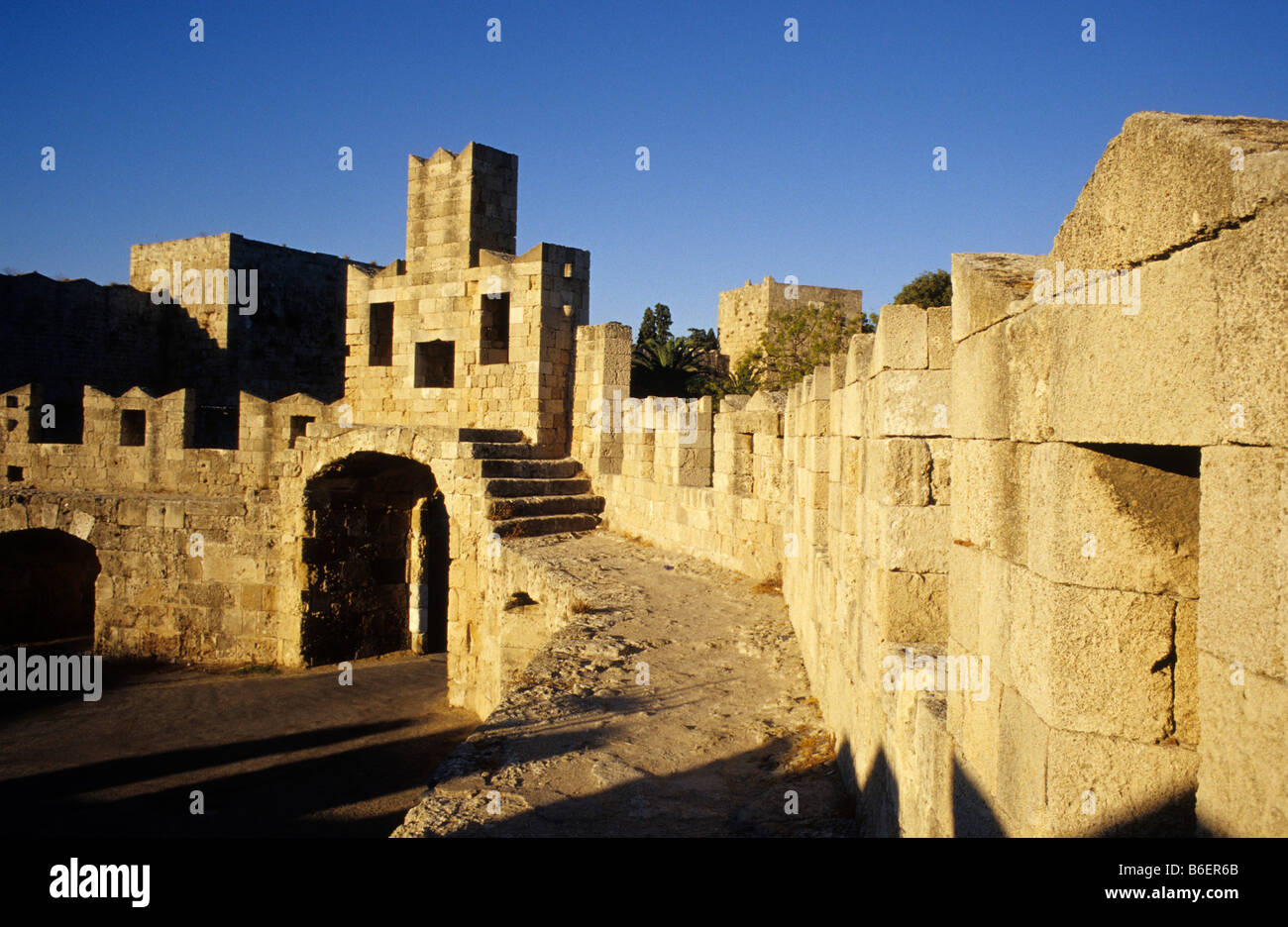 City wall, Rhodes City, Rhodes Island, Greece, Europe Stock Photo