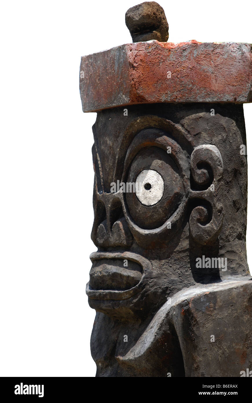 traditional Tiki Statue on Bora Bora, French Polynesia Stock Photo