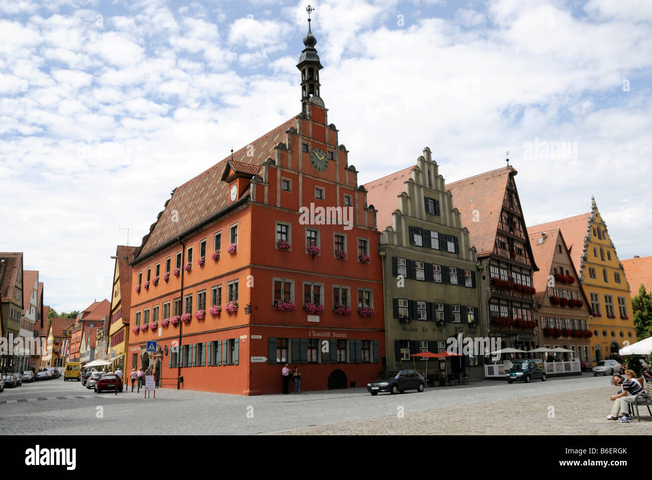 I-Punkt, row houses in the historic center of Dinkelsbuehl, Bavaria, Germany, Europe Stock Photo