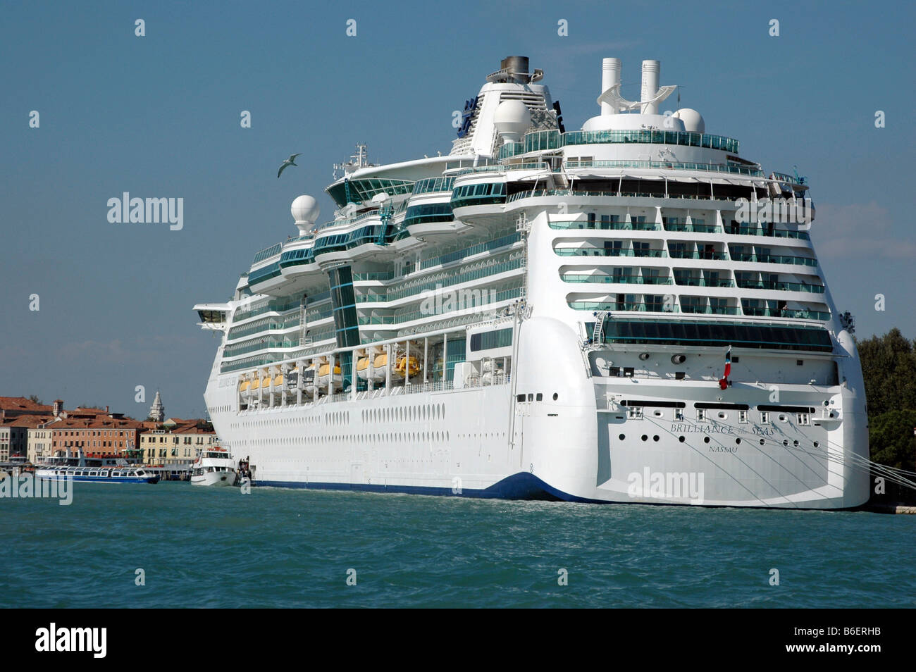 Cruise liner, Brilliance of the Seas, built in 2002, can carry 2500 passengers, during a visit in Venice, Veneto, Italy, Europe Stock Photo