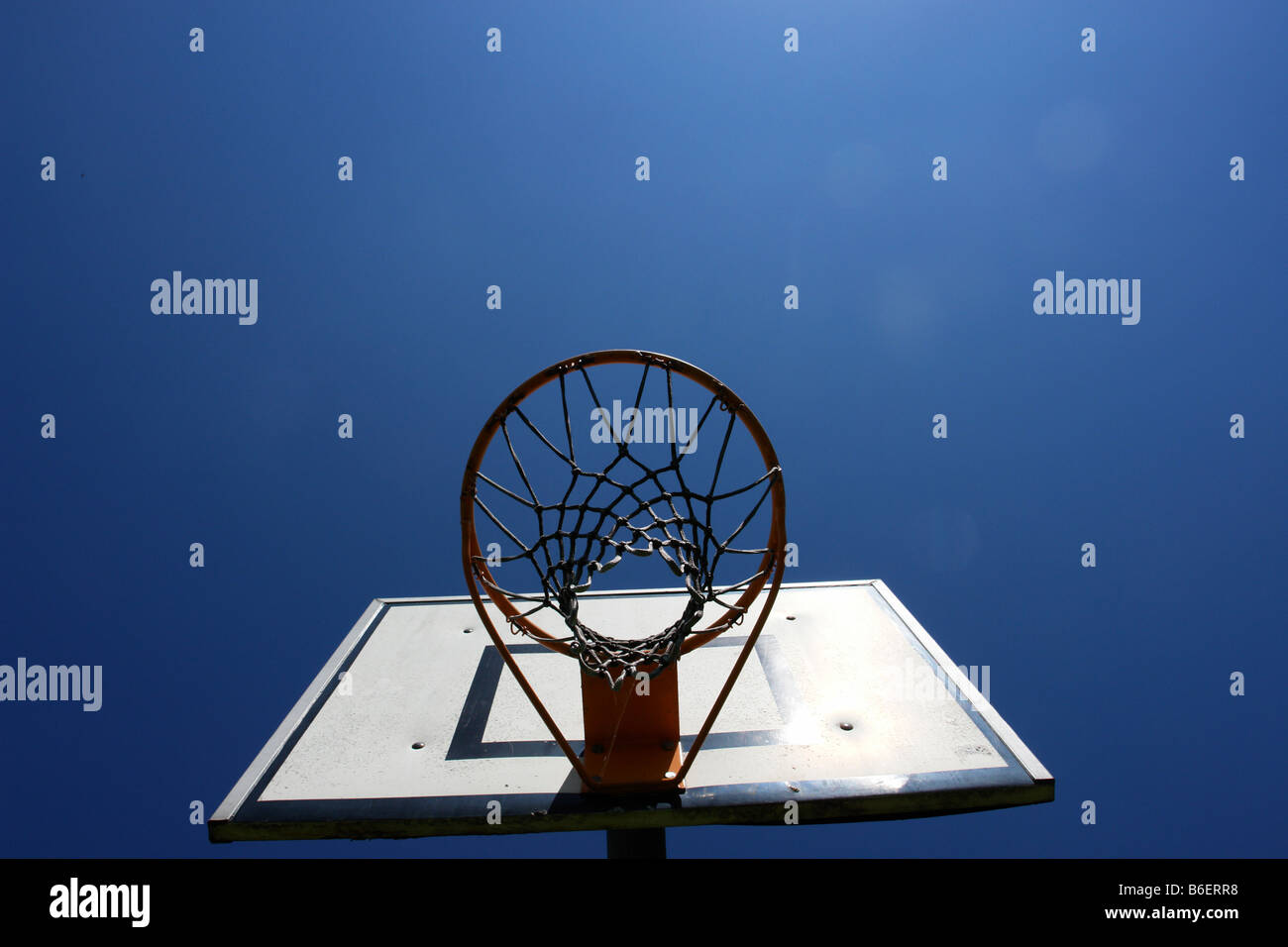 basketball basket against blue sky Stock Photo