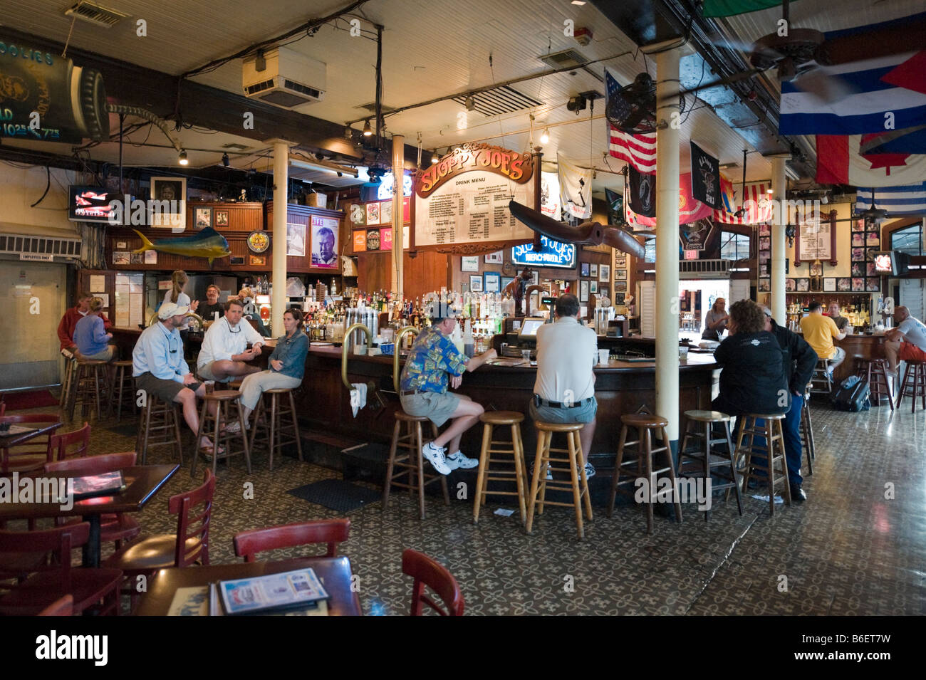 Interior of Sloppy Joe's Saloon, Duval Street in the old town, Key West, Florida Keys, USA Stock Photo