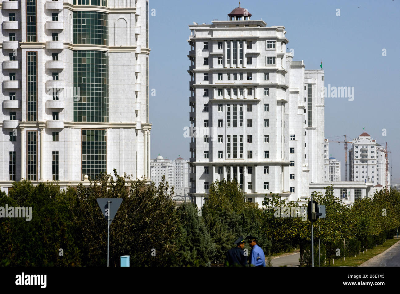 new marble clad buildings in Ashgabat, Turkmenistan Stock Photo