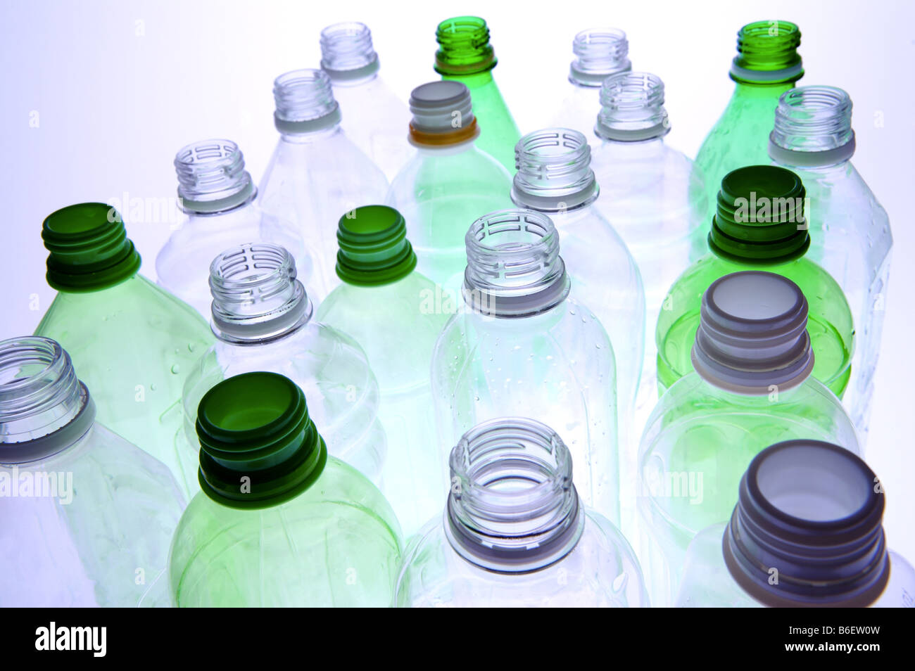 Clean plastic bottles lined up in rows Stock Photo Alamy
