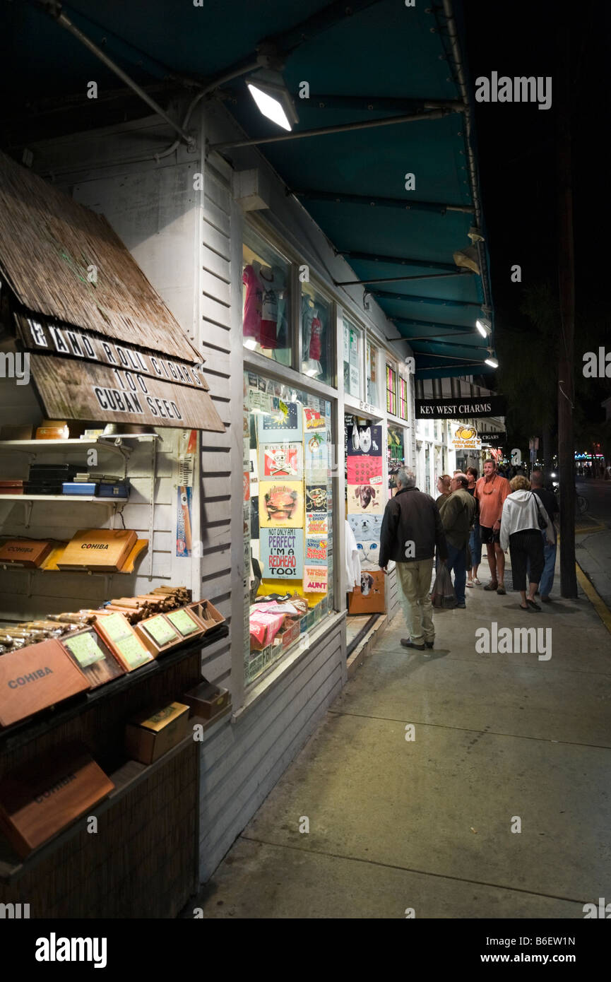 Cigar store and other shops on Duval Street in the Old Town, Key West