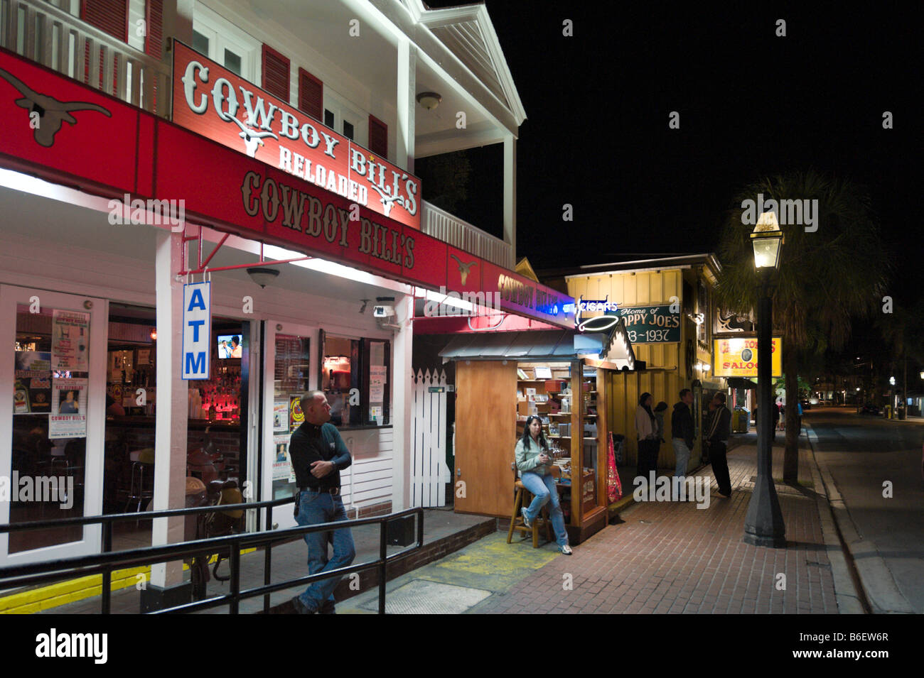 Bars on Greene Street at night, just off Duval Street, Old Town, Key West, Florida Keys, USA Stock Photo