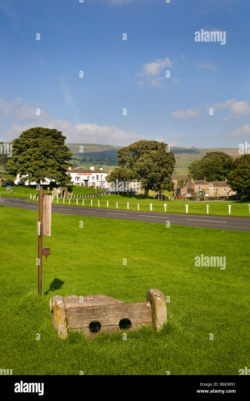 Stocks on the Village Green Bainbridge Wensleydale Yorkshire England Stock Photo
