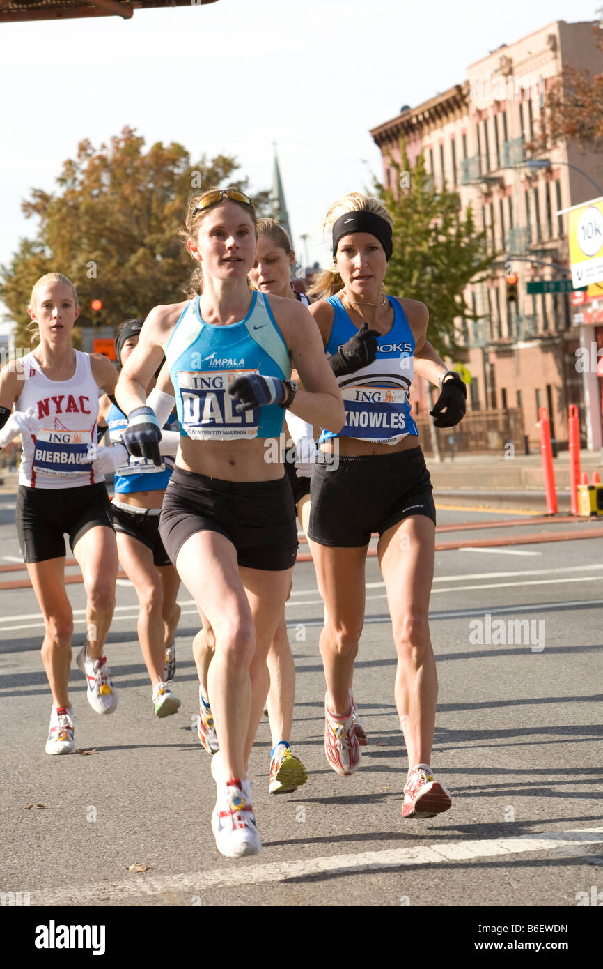 New York City Marathon 2008 as runners reach the 10K mark on 4th Avenue