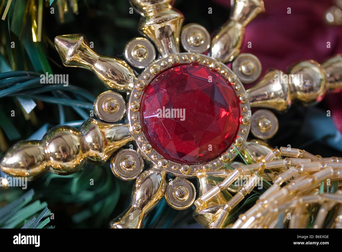 Decorative Jewelled Star Christmas Tree Decoration Stock Photo