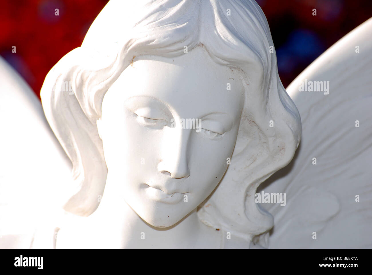 Close up of white marble angel statue Stock Photo
