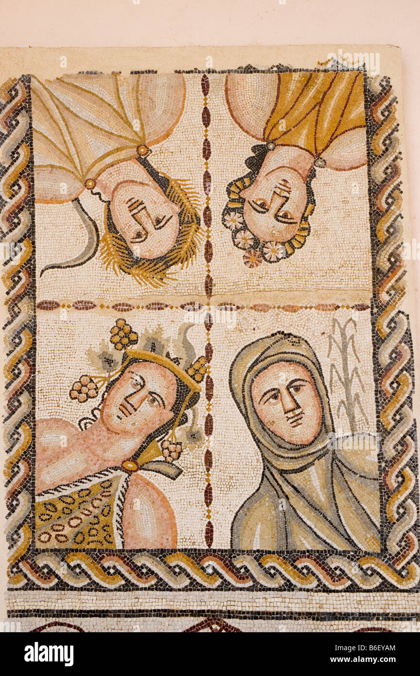 Four seasons roman mosaic from Bacchus House in Regional Archaeology Museum ALCALA DE HENARES Madrid Spain Stock Photo