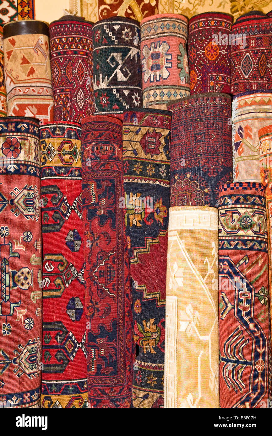 Various carpets in a carpet production, Cappadocia, Central Anatolia, Turkey, Asia Stock Photo