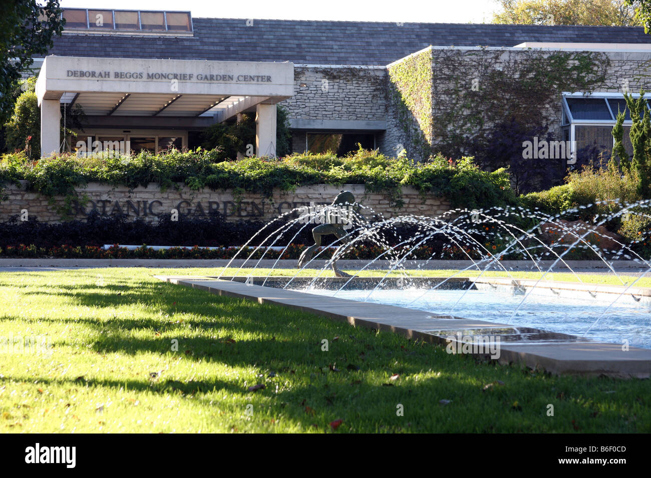 Copper leaping frog statues and fountains in front of the Forth Worth