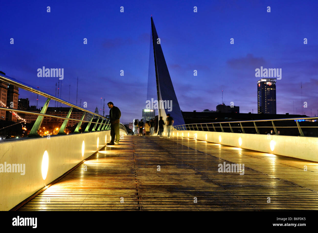 Puente de la Mujer, Woman's Bridge, situated in the old harbour Puerto Madero, Buenos Aires, Argentina, South America Stock Photo