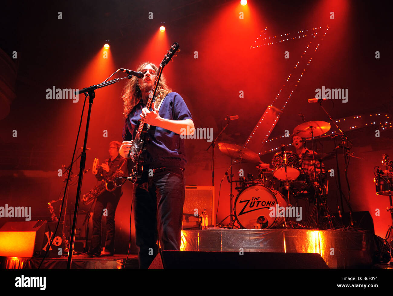 Dave McCabe, centre, and The Zutons, on stage at Stoke, UK 2nd December ...