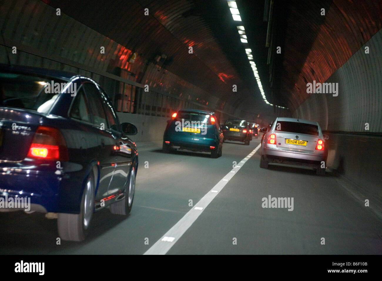 Cars driving through the Blackwall Tunnel, London, England Stock Photo