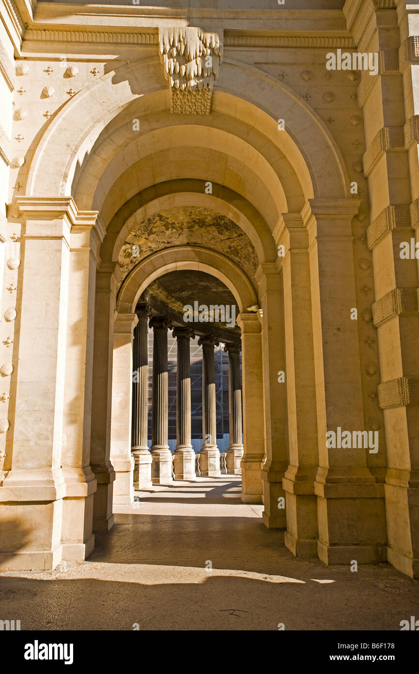 Archways and arcade at Palais Longchamp, Marseilles, Provence Cote d'Azur, France, Europe Stock Photo