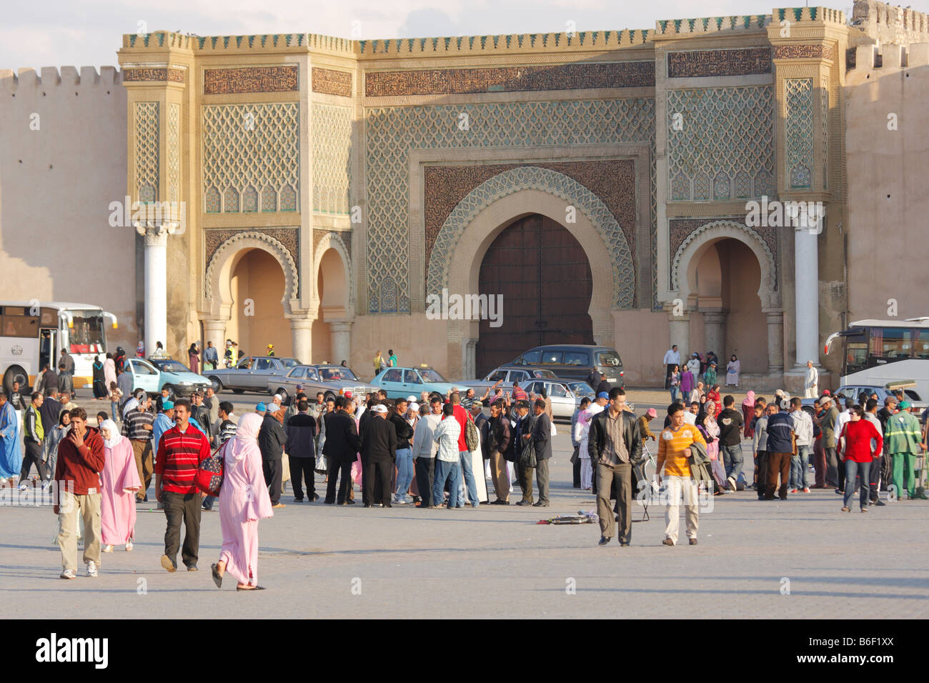 Bab Mansour Gate, Place el-Hedim, Meknes, Morocco, Africa Stock Photo