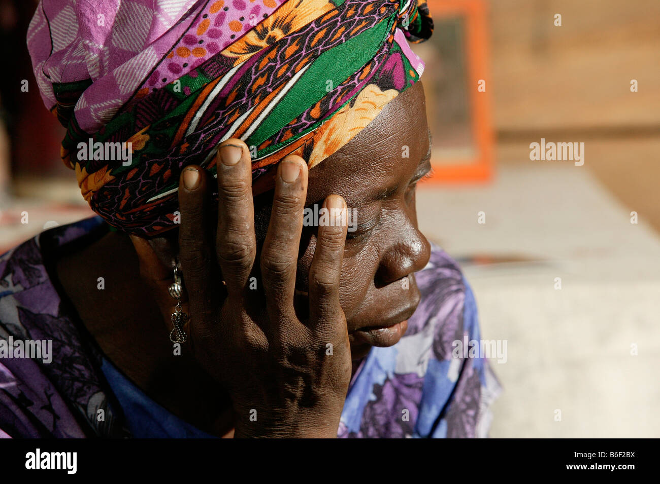 AIDS/HIV patient in her apartment, portrait, Manyemen, Cameroon, Africa Stock Photo