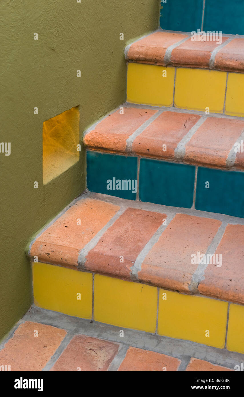 Colorful stairs, San Miguel de Allende, MEXICO Stock Photo