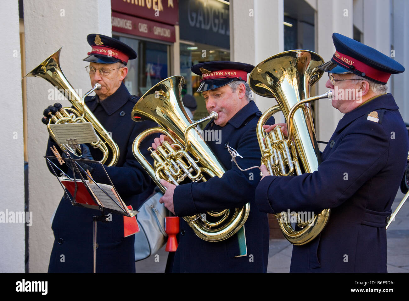 Salvation Army bandsmen, playing Christmas carols, to raise money for