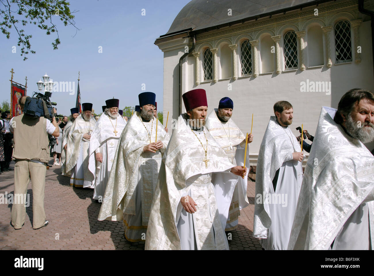 Procession around the newly consecrated church in Butovo, site of Stalin's killing fields, Moscow region, Russia Stock Photo